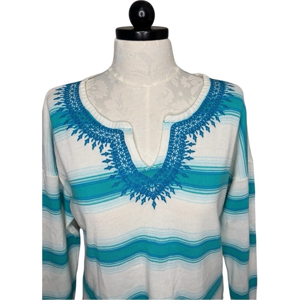 Vineyard Vines Embroidered Linen Blend Sweater - Size Large - Picture 3 of 5